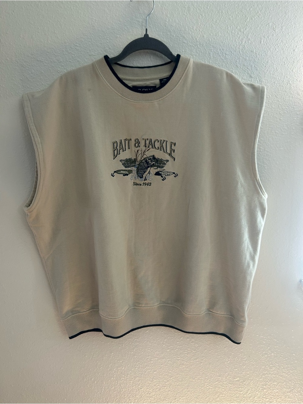 Vintage Focus America Bait and Tackle Sleeveless Crewneck Sweatshirt Mens XXL